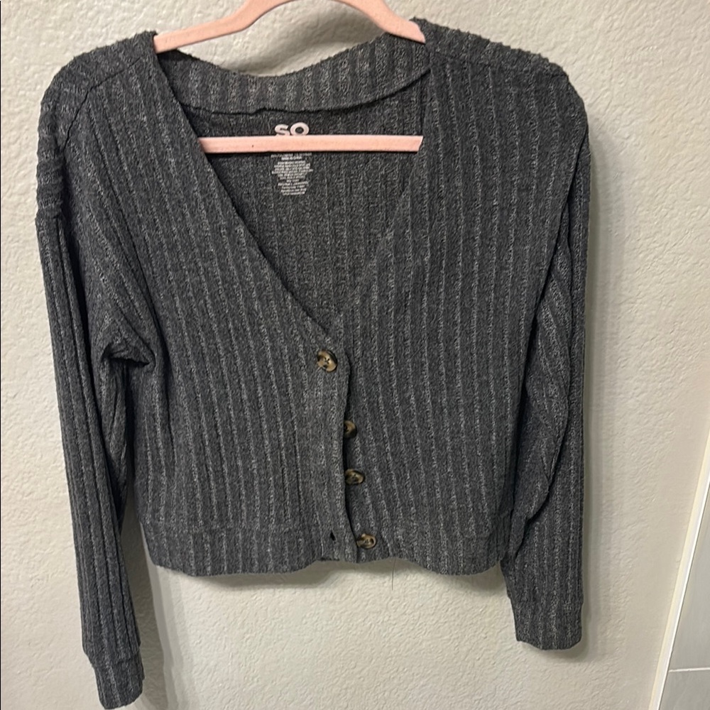 Gray Button-Up Women's Sweater
